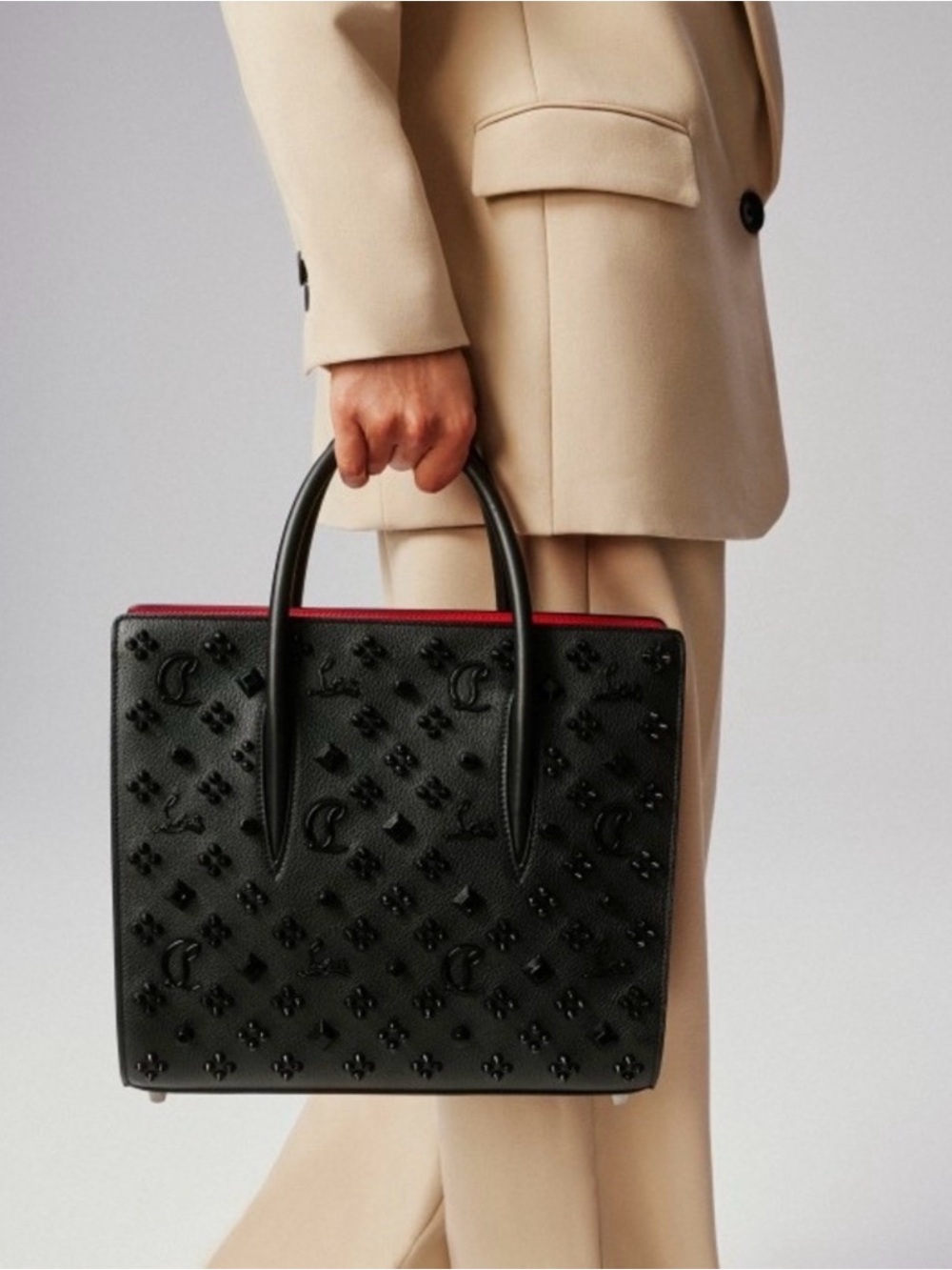 Christian Louboutin Top handle bag Grained calf leather and spikes loubinthesky